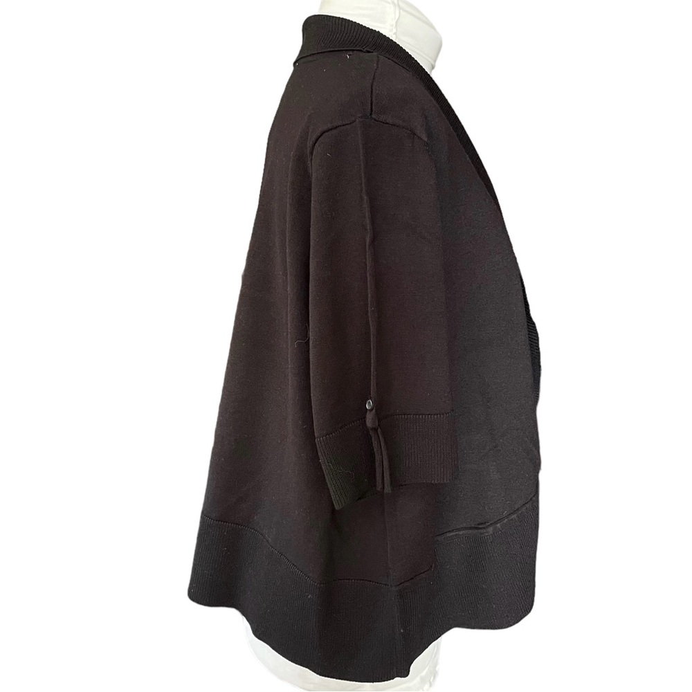 89th + MADISON Sweater Shrug Shawl Collar Short Sleeve Knit Black Size 1X - Picture 2 of 10